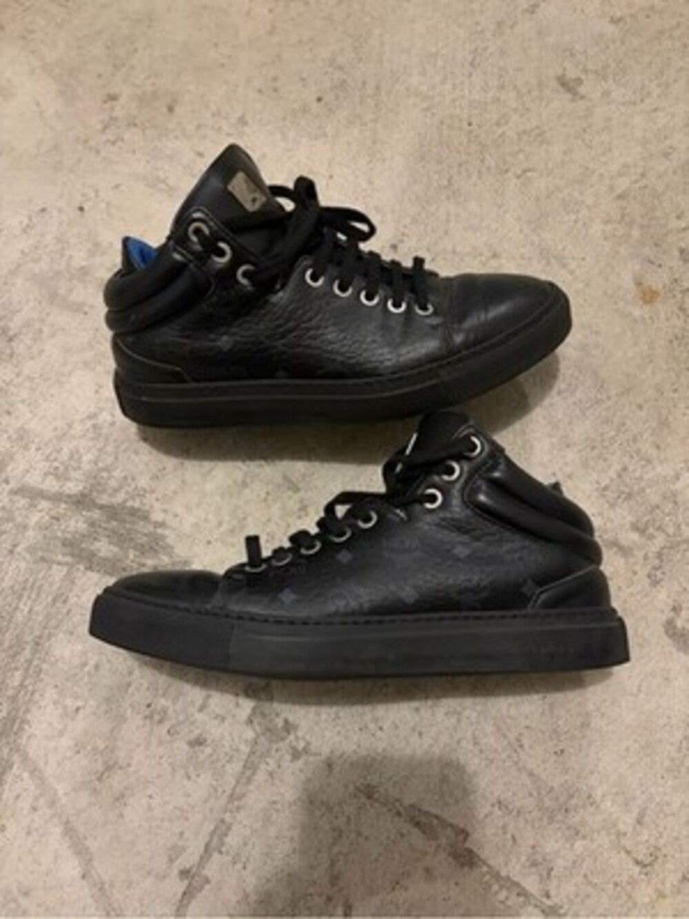 MCM Italy Black High-Top leather Sneakers